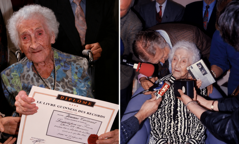 Jeanne Calment im hohen Alter bei einem öffentlichen Auftritt