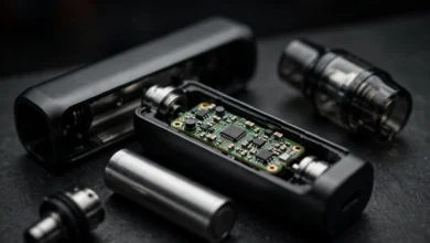 Vape-Chip – elektronische Steuerung im geöffneten Vape-Gerät