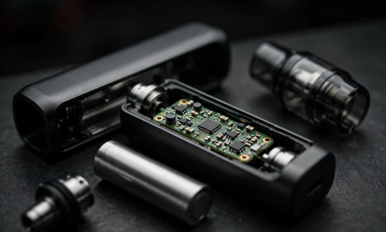 Vape-Chip – elektronische Steuerung im geöffneten Vape-Gerät